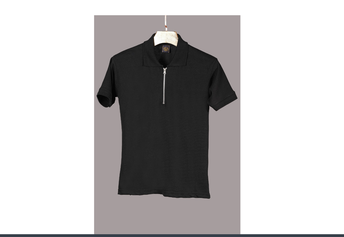 black t-shirt with collar