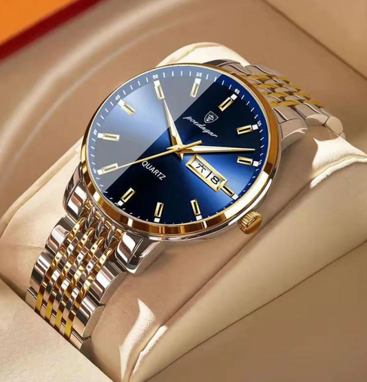 POEDAGAR Men Watch Stainless Stain Business Quartz Men's Wristwatch Waterproof Luminous Date Top Swiss Brand Luxury Watches